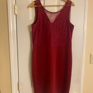 Metaphor Women's Wine Lace Stretch Knit Bodycon Dress Size 10 - see phot…